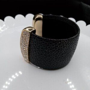 Black Cuff With Clear Stones
